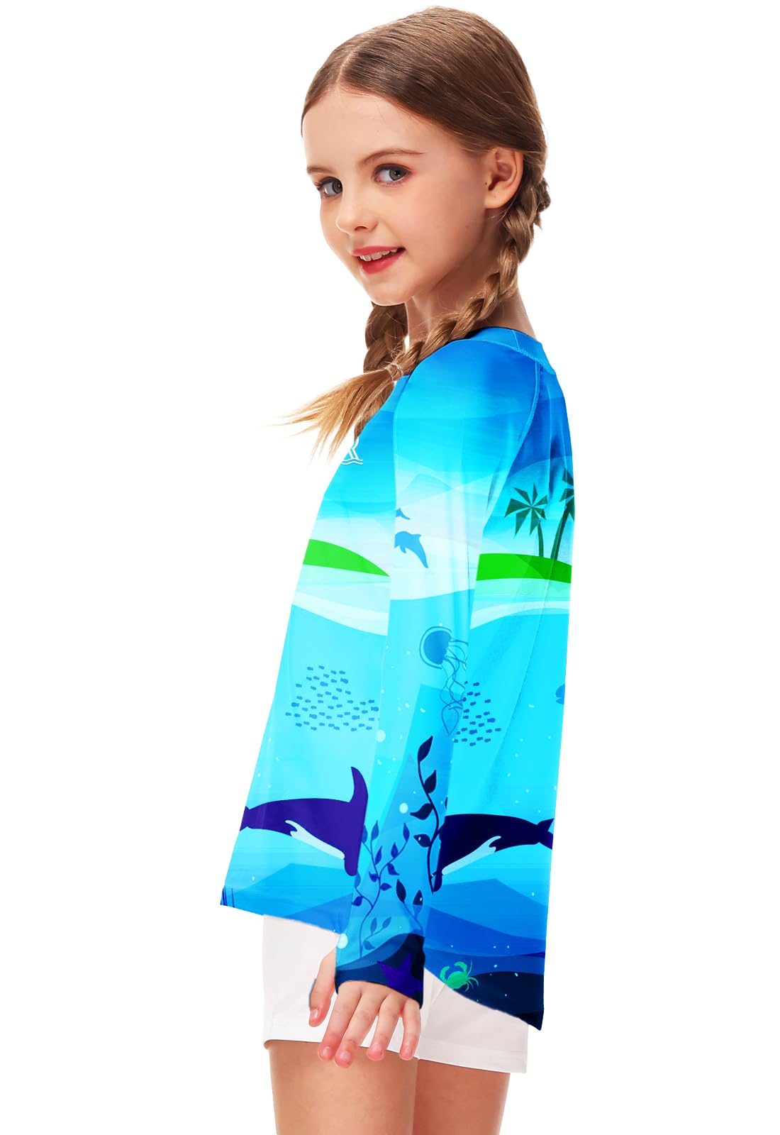 Remimi Unisex Kids Rash Gurad Long Sleeve SPF 50+ Sun Shirts with Thumb Hole 3-12 Years - Image 5